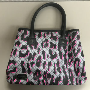 L.A.M.B. Graffiti Leopard Tote Grey Pink Black